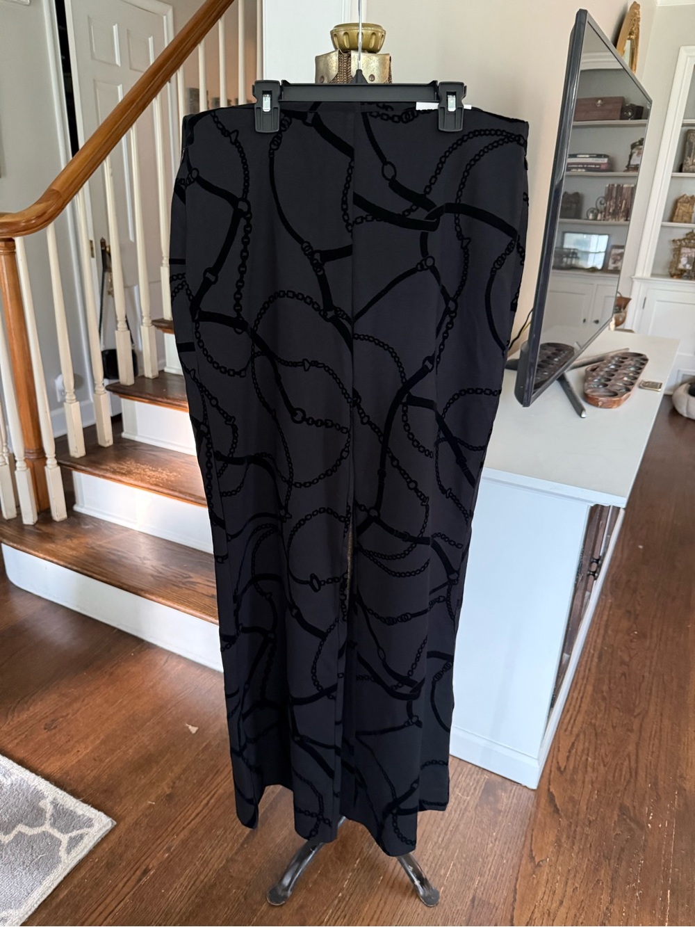 NWT Chicos Juliet Flare Flocked Trouser Pants Velvet Chain 2R 12 equestrian - Picture 5 of 8